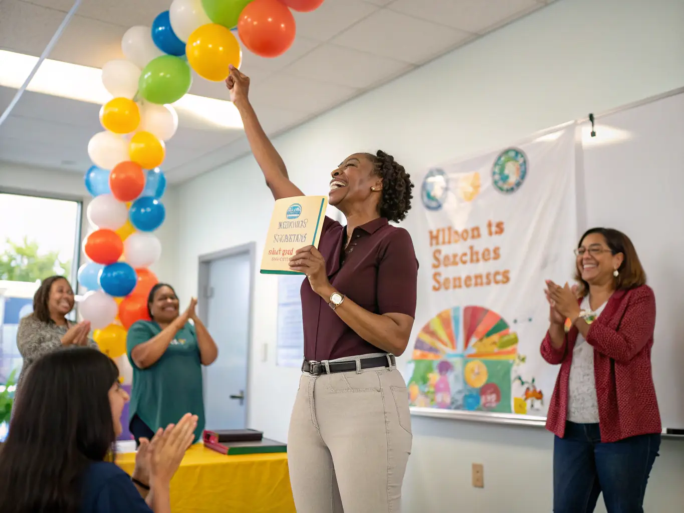 An image of an author smiling and holding their newly published book, with the Quantum Publishing Solution logo subtly displayed in the background.
