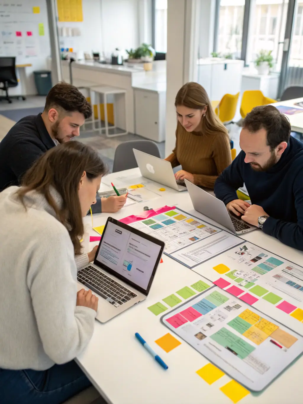 A photograph of a team of sales representatives presenting books to bookstore owners, showcasing Quantum Publishing Solution's sales agency services.